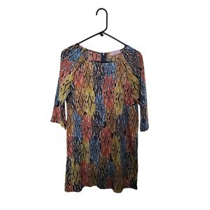 The Impeccable Pig Womens Ikat Abstract Print Shift Mini Dress Multicolor Small